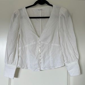 Reformation Finnegan White Linen Blouse - Like New